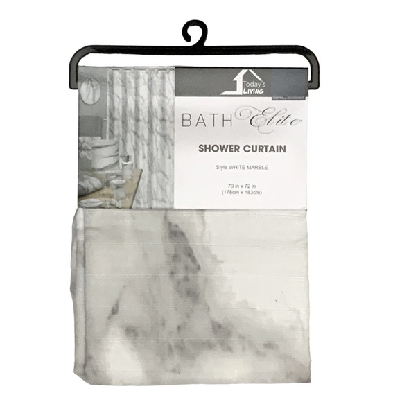 Today’s Living Marble Elite Bath Shower Curtain Easy Care Fabric White Gray - Picture 5 of 13